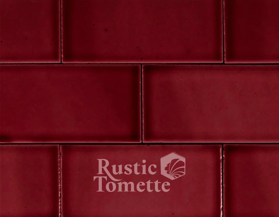 Faïence unie rustique couleur rouge carmin 118